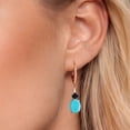 thumbnail image 3 of Gem Stone King 18K Rose Gold Plated Silver Green Turquoise and Black Onyx Dangle Earrings for Women with Lab Grown Diamond (3.47 Cttw, Oval 9X7MM), 3 of 6