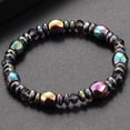thumbnail image 4 of Bracelet Tissé à la Main en Pierre Biliaire Noire Ethnique Bracelet Rétro avec Perles Colorées, 4 of 5