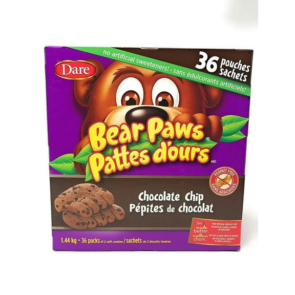 Dare Bear Paws Chocolate MSF2 Chip Cookies, 36packs, 1.44kg/3.2lbs