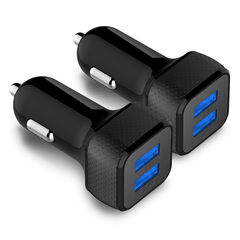Zonlaky Car Charger 2 Pack, 24W Dual USB Car Charger Black, SmartUSB