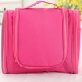 thumbnail image 3 of Bolsa de almacenamiento con gancho de viaje Dinheiro, bolsa de cosméticos portátil de tres aperturas, color rojo rosa, 3 of 5
