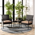 thumbnail image 3 of Safavieh Moore Outdoor Patio 3 Piece Chat Set - Black/Beige, 3 of 13