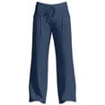 thumbnail image 4 of Men's Baggy Cotton Linen Pants Pleated Wide Barrel Leg Trousers Drawstring Summer Beach Casual Pants Size 2XL Navy, 4 of 5