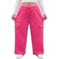 thumbnail image 3 of Cueply Women's Plus Size Wide Leg Cargo Sweatpants High Waisted Drawstring Lounge Pants with Pockets, 3 of 7