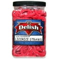 thumbnail image 2 of Sour Strawberry Licorice Straws by Its Delish, 2.5 LBS 40 Oz Jumbo Container Jar  Original Style Chewy Sour Strawberry Candy Twists  Great Gifts Party Sweets  Made in USA, Vegan, Kosher, 2 of 5