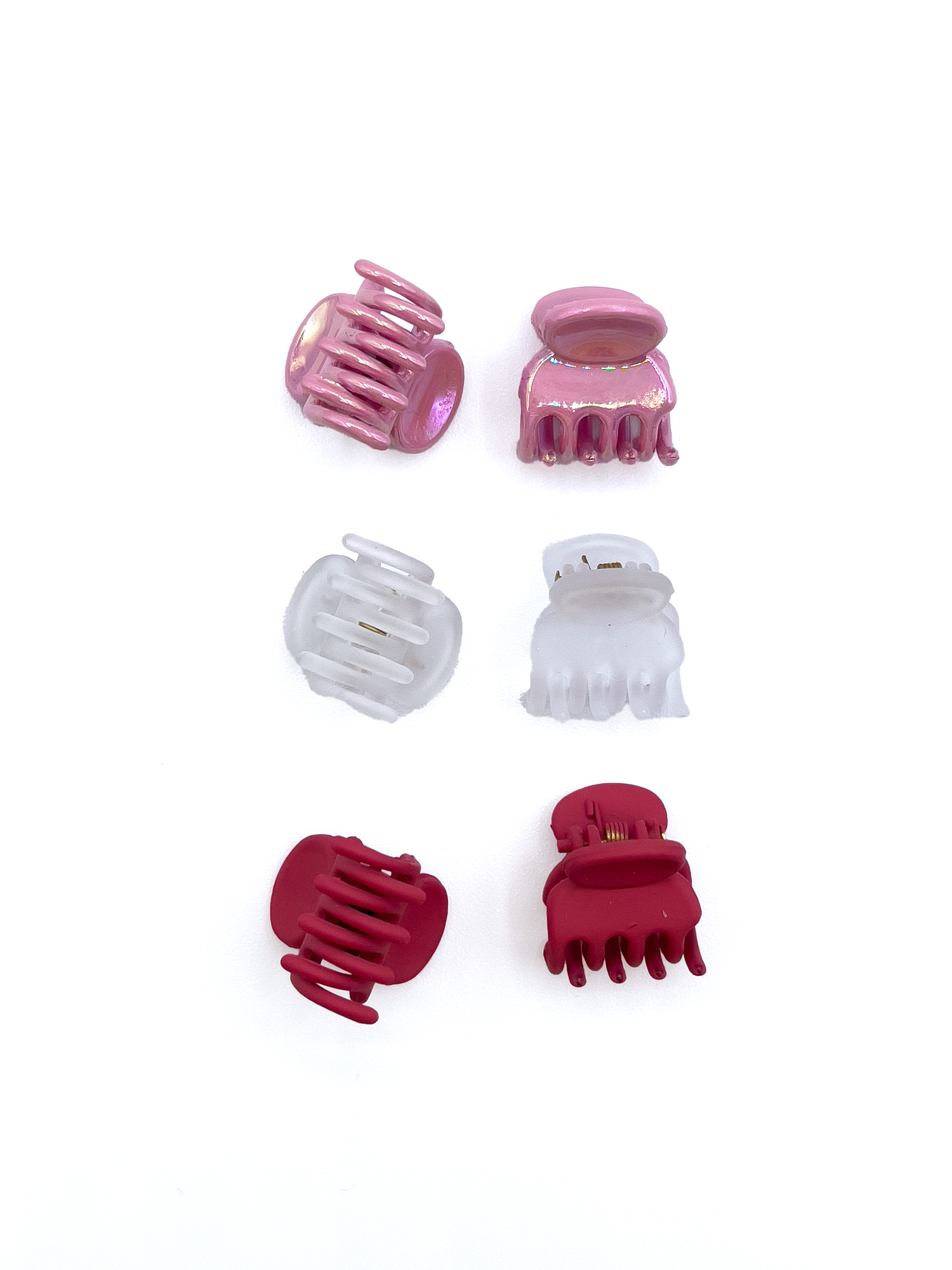 Time and Tru Women's Plastic Hair Claw Clips, 9-Pack, Pink