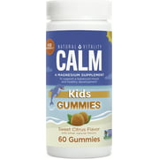 Natural Vitality CALM for Kids Gummies, Kid-Friendly Magnesium Supplement, To Support a Balanced Mood and Healthy Development* Sweet Citrus Flavor, Gluten Free, Non-GMO Project Verified, 60 Gummies