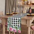 thumbnail image 2 of Table Runners 108 Inches Long Dress Scarves, Spring Pink Roses Farmhouse Coffee/Dining/Kitchen Table Runner for Living Room, Pastoral Eucalyptus Black White Plaid 13x108 Inch, 2 of 9