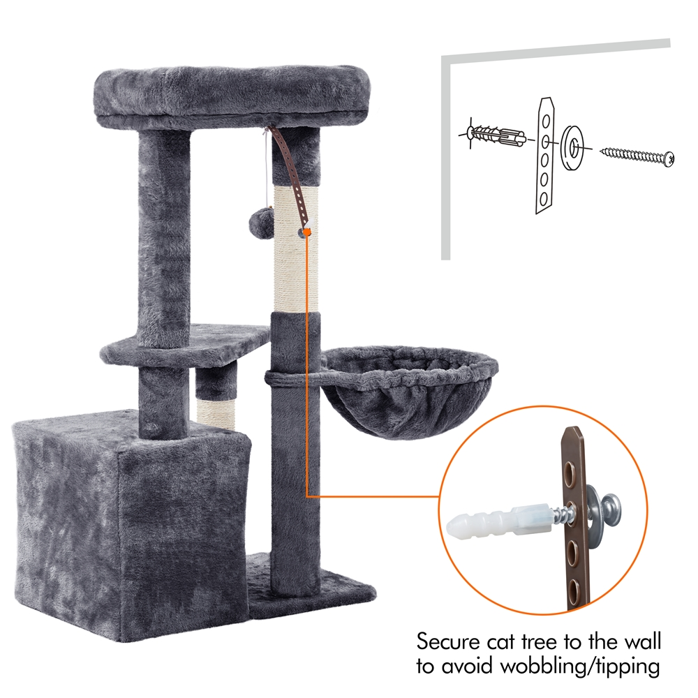 Alden Design 34.5" Cat Tree with Condo and Perches, Dark Gray photo 8