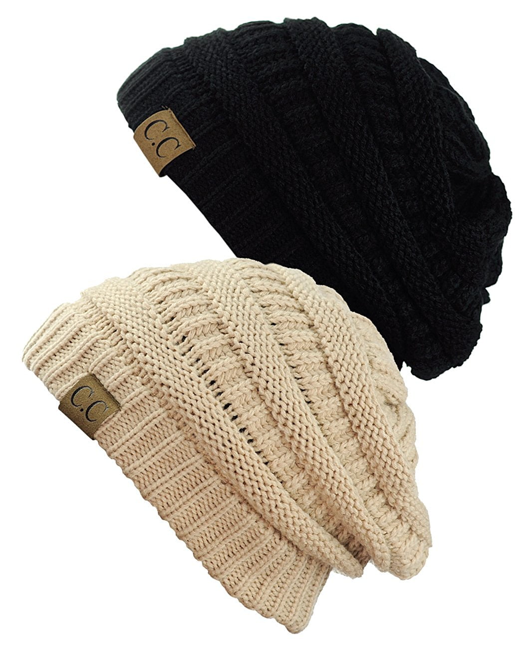 C.C Women's Knit Beanie Cap Hat (2 Pack)