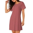 thumbnail image 2 of Logiee Stripes Red White Print Nightgowns for Women,Soft Short-Sleeved Lightweight Sleepwear, Loose Sleepshirts, 2 of 6