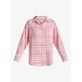 thumbnail image 5 of No Boundaries Sleepwear Cotton Flannel Button Down Shirt, Women’s, 5 of 5