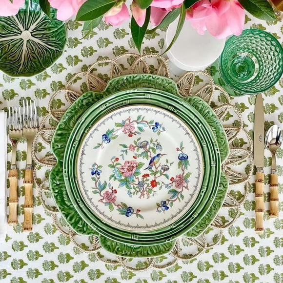 Mantel CPC Cotton Print Club, 100% algodón, 177 x 274 cm, color verde