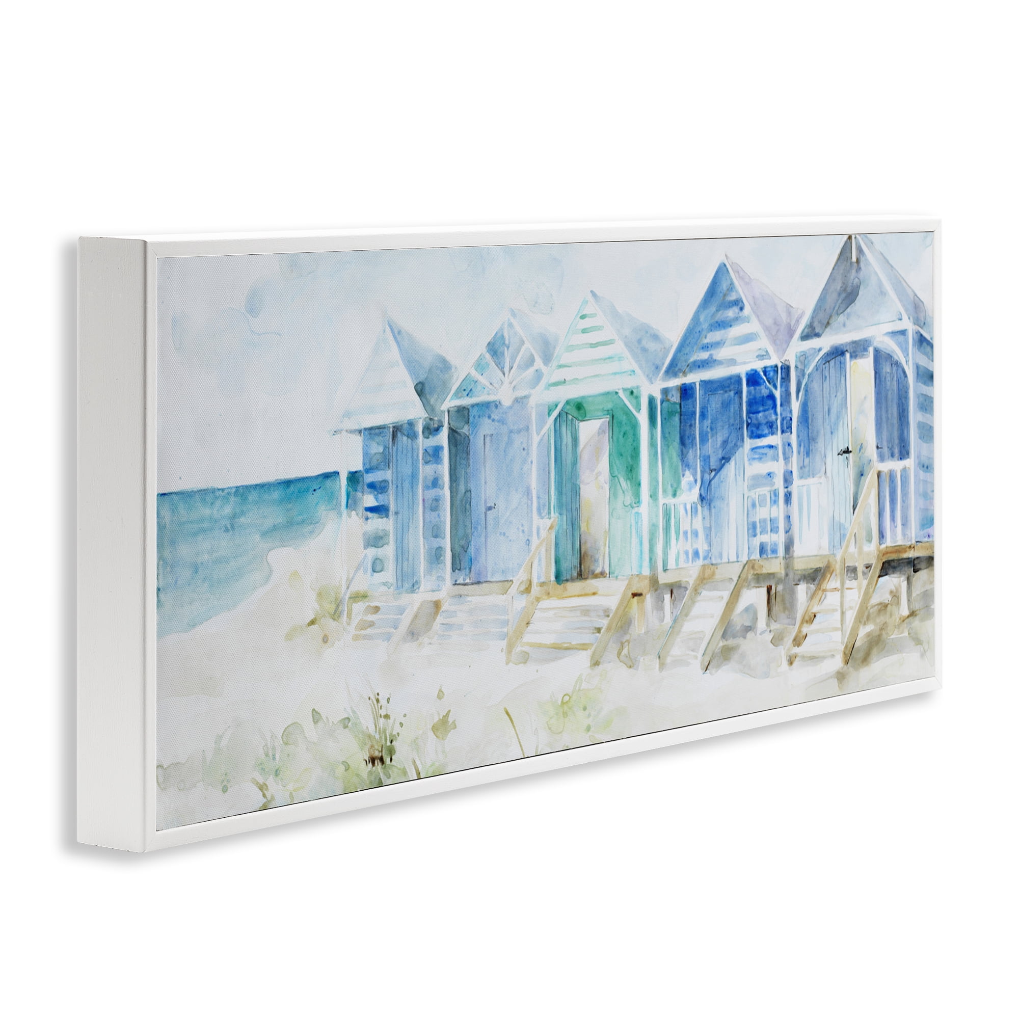 Stupell Industries Beach Cabins in a Row White Framed Giclee Art, design by Lorenzo Collective