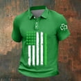 thumbnail image 2 of IWRICH Men's St. Patrick's Day Plus Size Polo Shirts Waffle Shamrock Short Sleeve Tees Casual Slim Fit Holiday Tops Green XL, 2 of 5