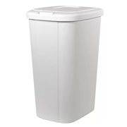 13.3 Gallon Trash Can, Plastic Touch Top Kitchen Trash Can, Black (White)