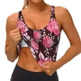 thumbnail image 3 of Gukieu Rose Flowers Print Women's Sports Vest, Low-neck U-shaped Removable Pad Sports Bra for Yoga, Exercise, Dance-Large, 3 of 8