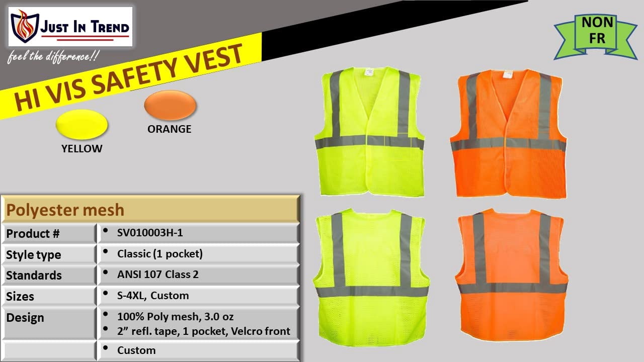 Classic HiVis Safety Vest - Orange - 2XLarge - 5 pack