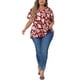 thumbnail image 2 of Blusa peplum elegante de verano con flores y escote en V para mujer de tallas grandes Agnes Orinda 2X roja, 2 of 6