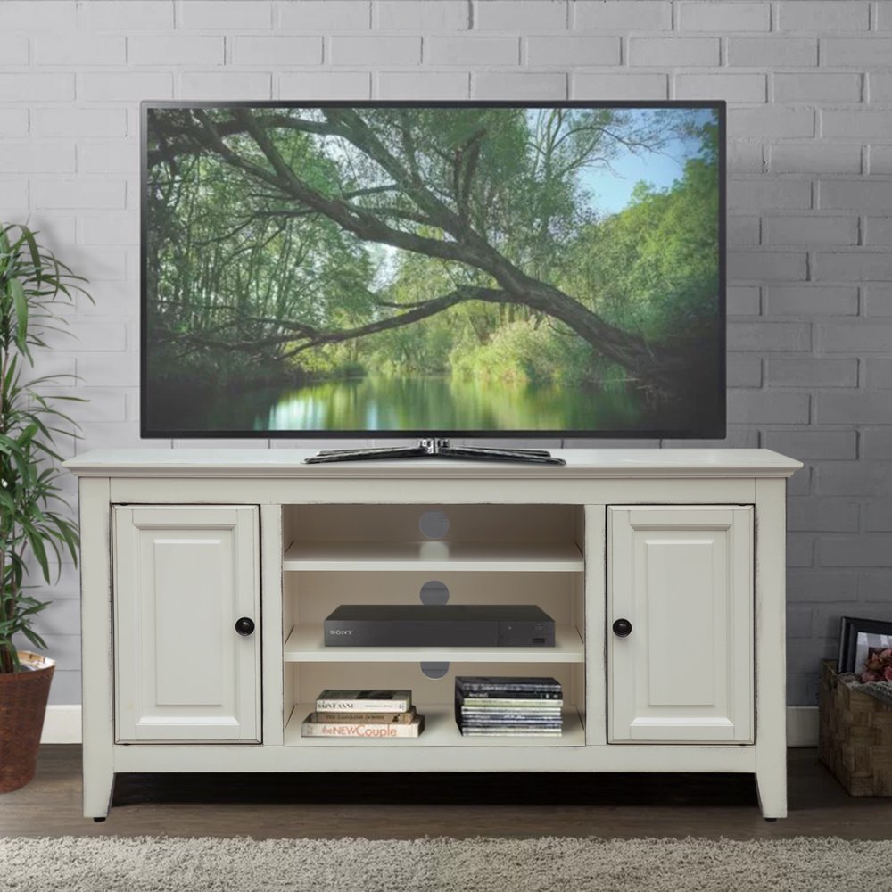 48" Wood Grain TV Stand in Antique White