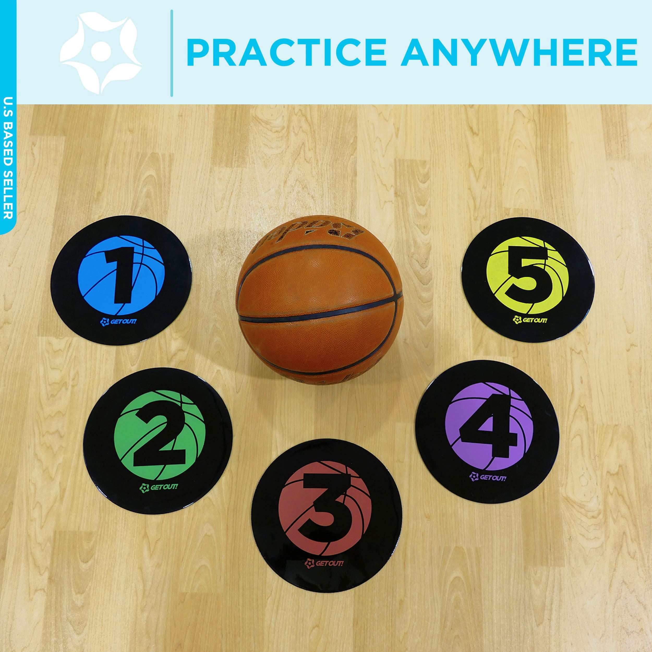 20 Pcs Basketball Spot Markers – 9 Inch Anti-Slip Round Dots With Numbers & Carry Bag | Colorful Training Dots For Drills & Coaching