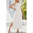 thumbnail image 4 of Vestido de verano Zeagoo casual holgado con cuello redondo maxi blanco L, 4 of 6