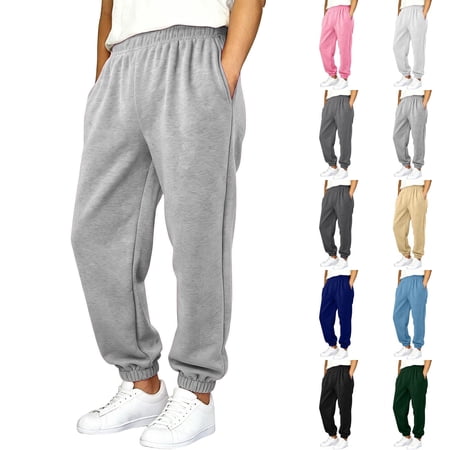 Baby Boy Pants Youth Solid Color Jogger Sweatpants Elastic Waist Tie Leggings Sport Boys Black 5-6Y