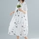 thumbnail image 2 of Vestido flojo de la vendimia de las mujeres Mangas cortas Dot Print Baggy Plus Size Cotton Line Abanopi Vestido, 2 of 7