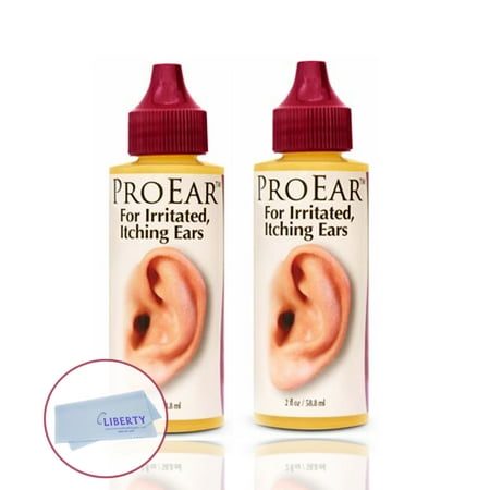 MiraCell ProEar Dry Itchy Ear Relief Value Pack (2 Pack of 2oz Ear Drops) with Liberty Cleaning