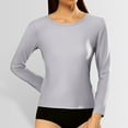 thumbnail image 2 of T-shirt Ajusté à Manches Longues Côtelé et Col Rond pour Femmes, 2 of 5
