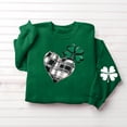 thumbnail image 5 of Xdegoge Women's Long Sleeve Crewneck Sweater with Glitter Clover Print, Festive St. Patrick's Day Graphic Pullover for Holiday Celebrations, 5 of 5