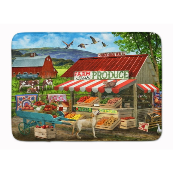 Produce Stand Yellow Lab and Cows Machine Washable Memory Foam Mat