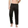 thumbnail image 3 of SWSMCLT Men's Satin Pajama Pants Lightweight Straight Leg Lounge Loose Summer Elastic Waist Sleepwear Long Pj Trousers Black XX-Large, 3 of 4