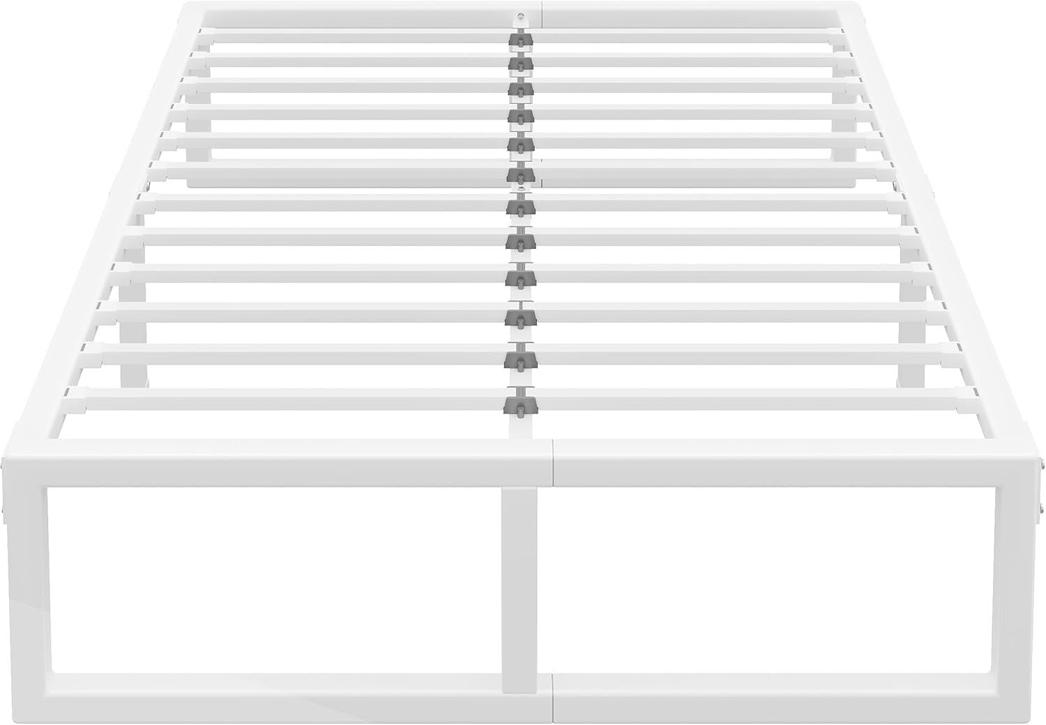 18-Inch White King Size Metal Platform Bed Frame with Squeak-Free U-Slot Design, 3500 lbs Capacity, Under Bed Storage, No Box Spring Needed