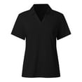 thumbnail image 3 of Women's V Neck Short Sleeve Tennis Tops - Lightweight Breathable Fabric, Zip Pocket, Loose Fit, Sun Protection, 3 of 6