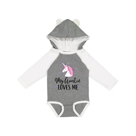 

Inktastic My Auntie Loves Me Unicorn Gift Baby Girl Long Sleeve Bodysuit