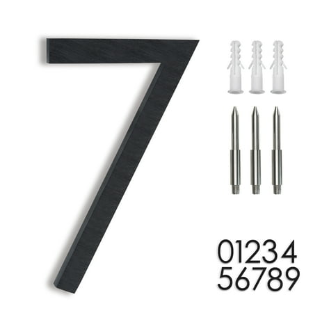 8 Inch Floating House Numbers 7 Modern Black Metal Address Sign Durable Aluminum Decorative 3D outside Mailbox Number Door Marking for Home Villa Hotel Street Decor
