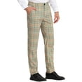 thumbnail image 5 of INSPIRE CHIC Men's Dress Pant Flat Front Stretch Business Plaid Pants 30 Green Orange, 5 of 7