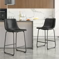 thumbnail image 2 of LainTene 26" PU Leather Bar Stools Set of 4 – Modern Counter Height Stools with Back, Footrest & Sturdy Metal Legs for Kitchen, Bar, Living Room, Black, 2 of 7