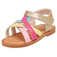 thumbnail image 6 of Girls Gladiator Sandals Color Block Strappy Casual Beach Shoes Open Toe Princess Dress Flat Shoes Pink 13.5 Little Kid, 6 of 6
