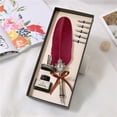 thumbnail image 1 of Juego de pluma de pavo vintage, bolígrafo de inmersión, regalo de empresa, bolígrafo de metal tallado con tinta, regalo de vacaciones, 1 of 5