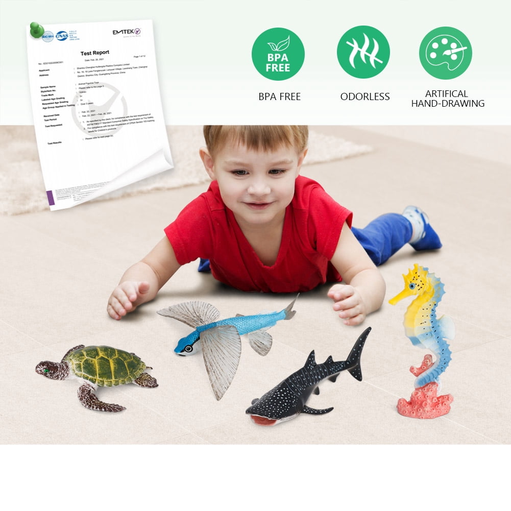 Volnau Sea Creature Toys 9PCS Pacific Ocean Animal Figurines Shark Fish For Toddlers Kids Christmas Decoration Gift Plastic Preschool Pack And Bath Dolphin Set I3401342465