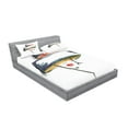 thumbnail image 2 of Ambesonne Modern Fitted Sheet & Pillow Sham Set, Fashion Woman with a Hat, Queen, Blue Grey Red Yellow, 2 of 2