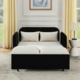 thumbnail image 2 of 53" Convertible Sofa Bed, Velvet Pull-Out Couch Bed with USB Ports and 2 Pillows, Adjustable Sleeper Sofa with 2 Removable Armrests, Recliner Sofa for Living Room Apartment, White-Black, 2 of 9