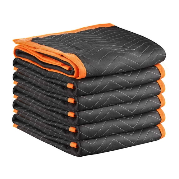 VEVOR Moving Blankets 6 Pcs, 80 x 72 in (35 lbs/dz) Large Packing Blankets with Cotton Filling, Heavy Duty Nonwoven Fabric Padded Moving Blanket for Shipping, Wrapping, Protecting Furniture