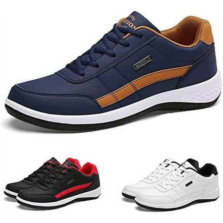 Men Orthopedic Shoes Lace-Up Sneakers Extended Width Foot and Heel Comfortable Breathable Anti-Slip Low Top Walking Shoes