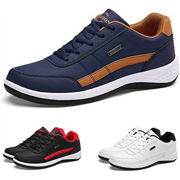 Men Orthopedic Shoes Lace-Up Sneakers,Extended Width Foot and Heel Comfortable Breathable Anti-Slip Low Top Walking Shoes