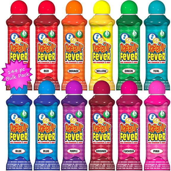 Lancaster Bingo Company Dabbin' Fever Ink Marker Value Pack Assorted Colors, 144 Count, 12 Pack