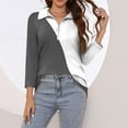 thumbnail image 5 of Half Zip Pullover Blouse Womens Solid Color 3/4 Length Sleeve Shirt V-Neck Loose Fit Casual Tunic Tops Summer Clothes for Women (White XL), 5 of 6