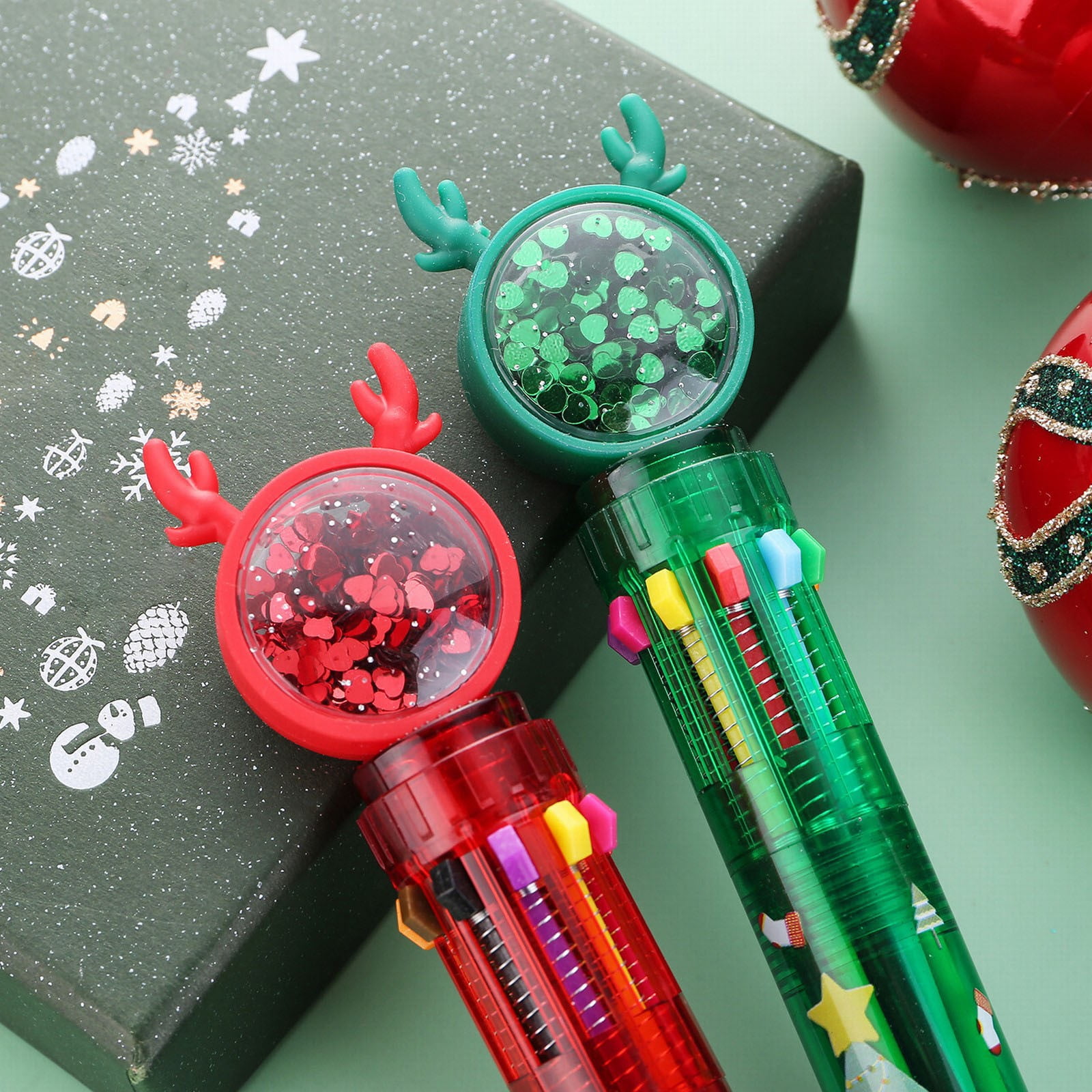 Scrapbook Pens for Paper Click Ballpoint Pens Multi Colo Pens Fine Point 10  Colors Christmas Themed Ballpoint Pens Colorful Retractable Push Ballpoint  Pens Cute Multifunctional Marker Pens Birthday 